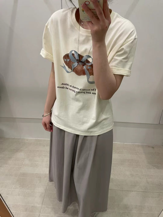Kelly Designs Cream Croissant Graphic Tshirt (Instock)