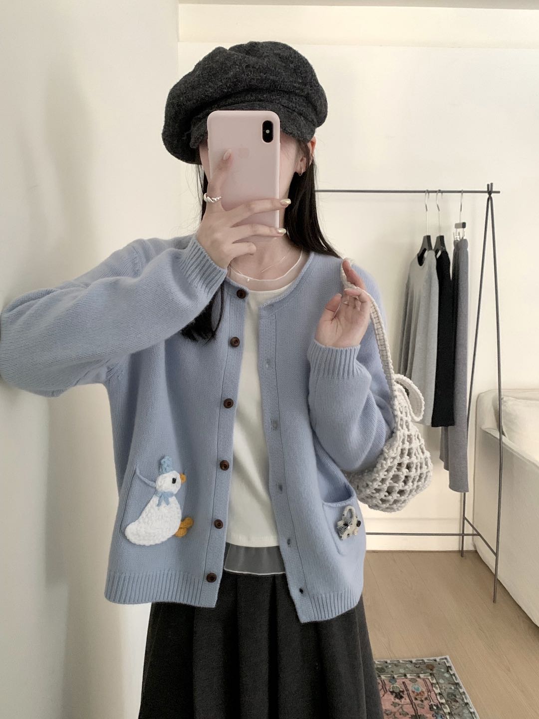 Kelly Designs Embroidery Cartoons Three Colors Wool Cardigan (Instock)