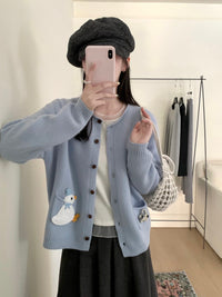 Kelly Designs Embroidery Cartoons Three Colors Wool Cardigan (Instock)