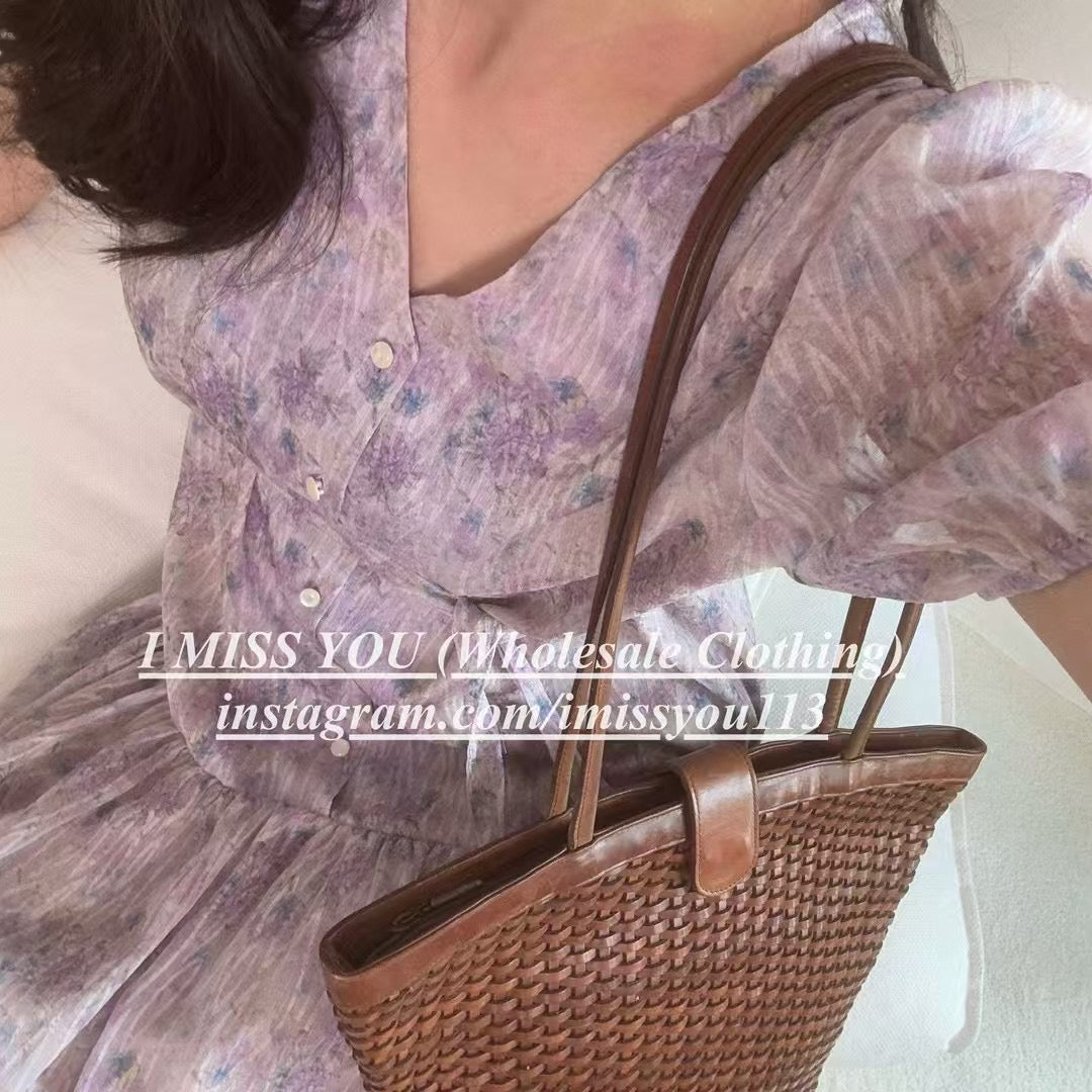 Korean APM Collection I Miss You Purple Flower Dress (Instock)