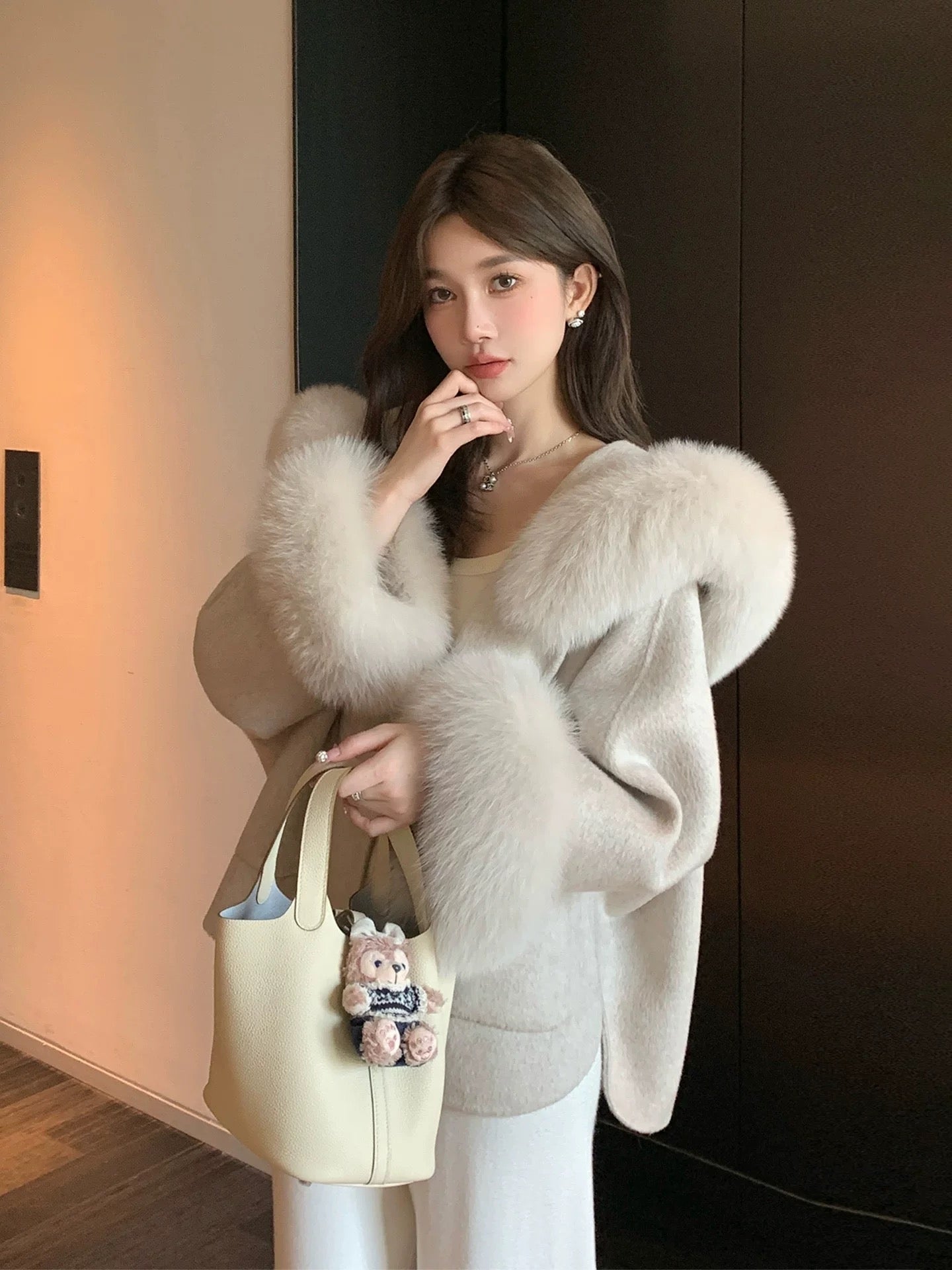 Kelly Designs Double-Faced Wool Coat with Fox Fur Collar & Cuffs (Instock)