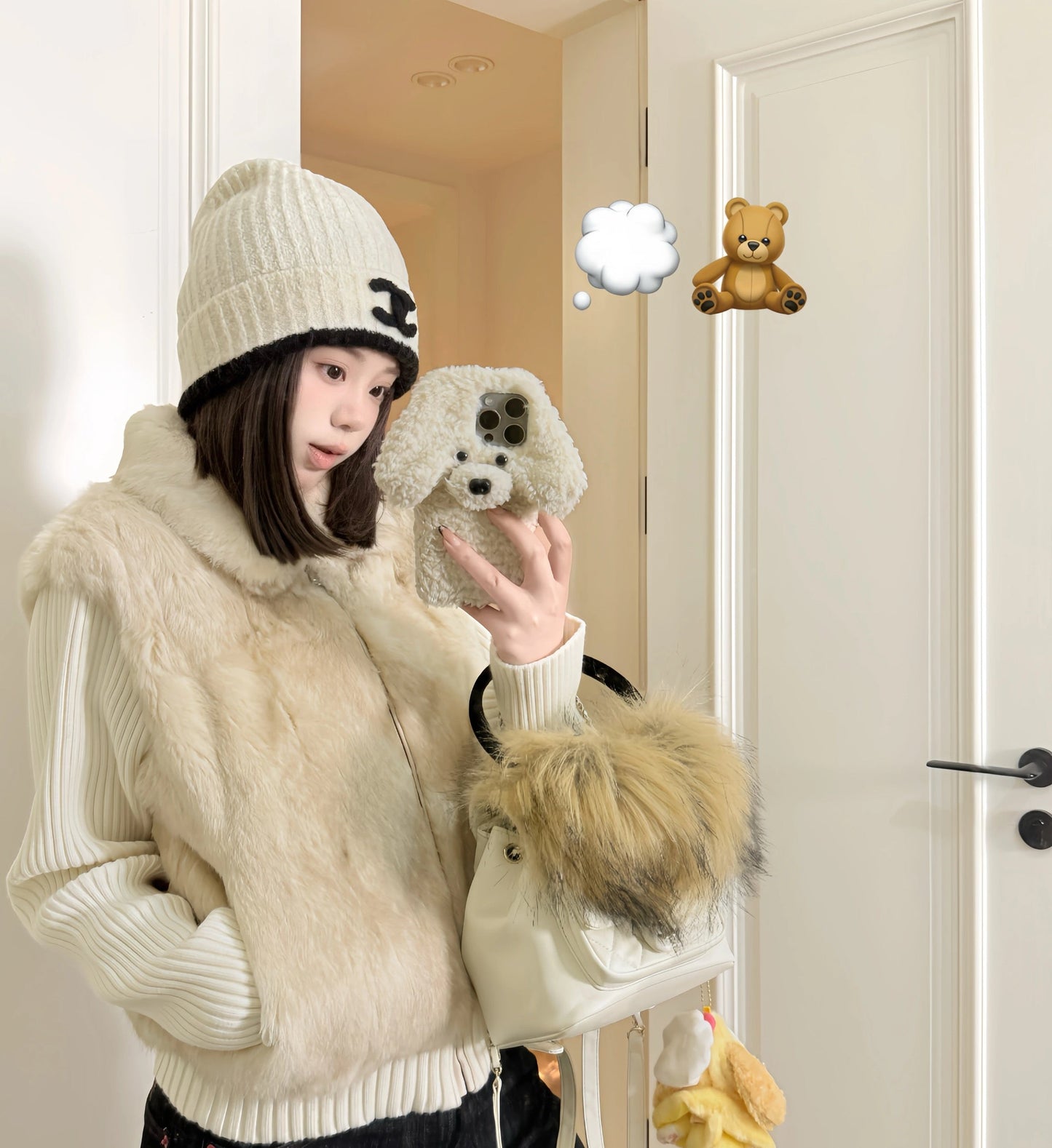 Kelly Designs Rex Rabbit Fur & Knit Panel Jacket – Cream
(Instock)