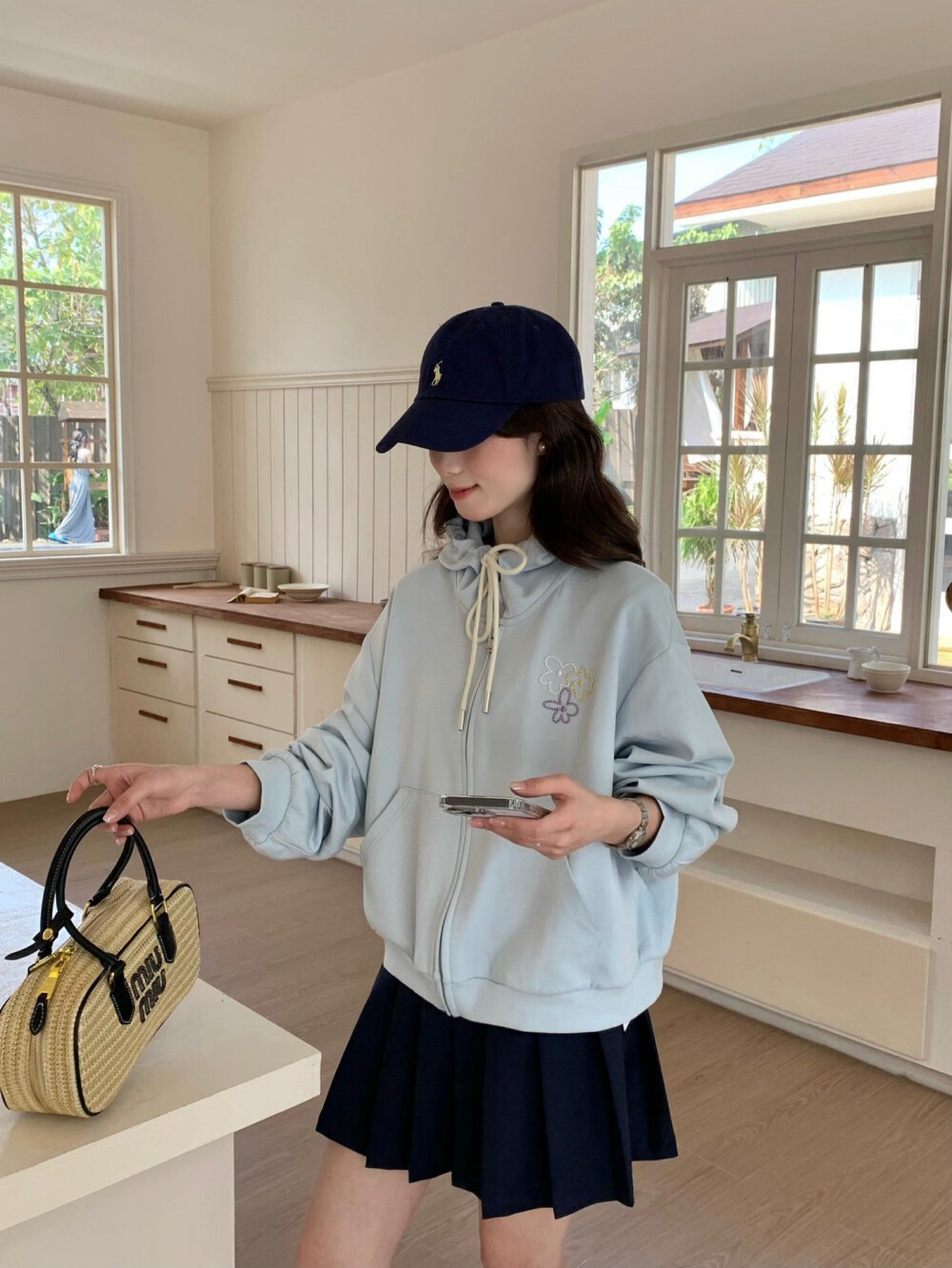 Kelly Designs Cute Embroidery Zip Hoodie – 3 Colors (Instock)