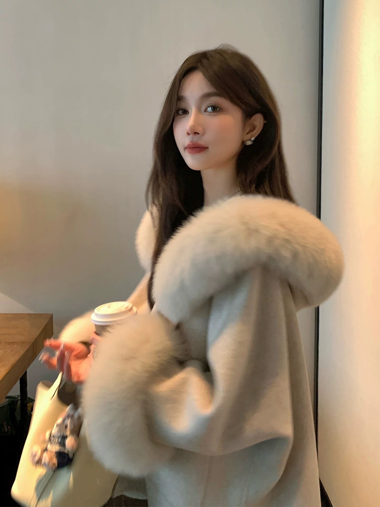 Kelly Designs Double-Faced Wool Coat with Fox Fur Collar & Cuffs (Instock)