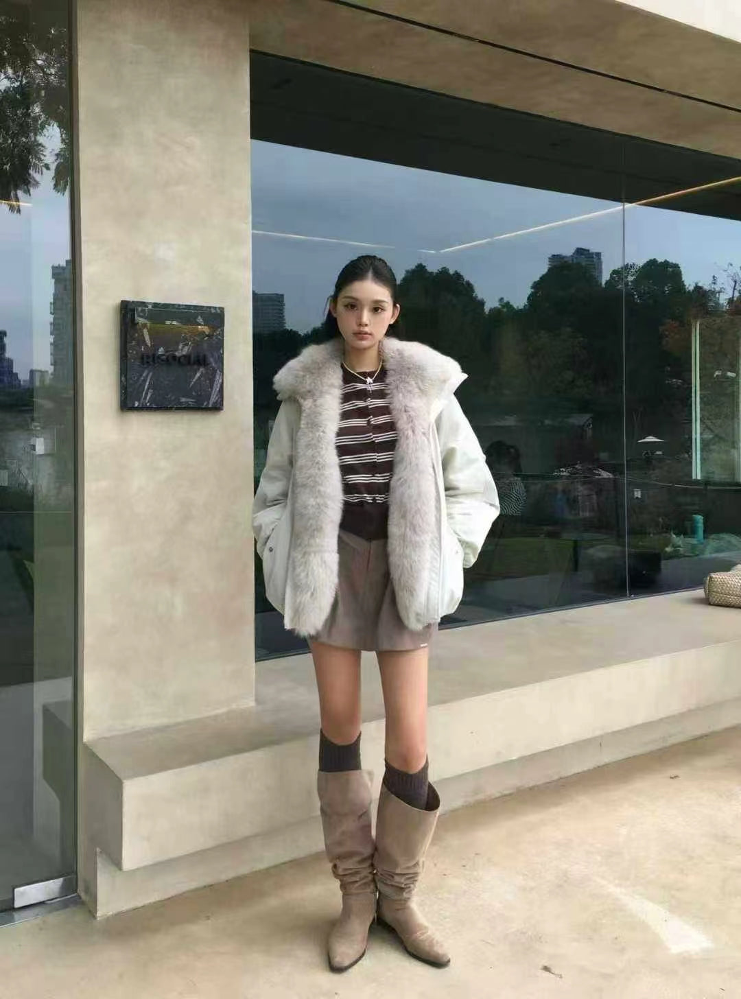 Kelly Designs Goose Down Jacket with Genuine Fox Fur Trim (Preorder)