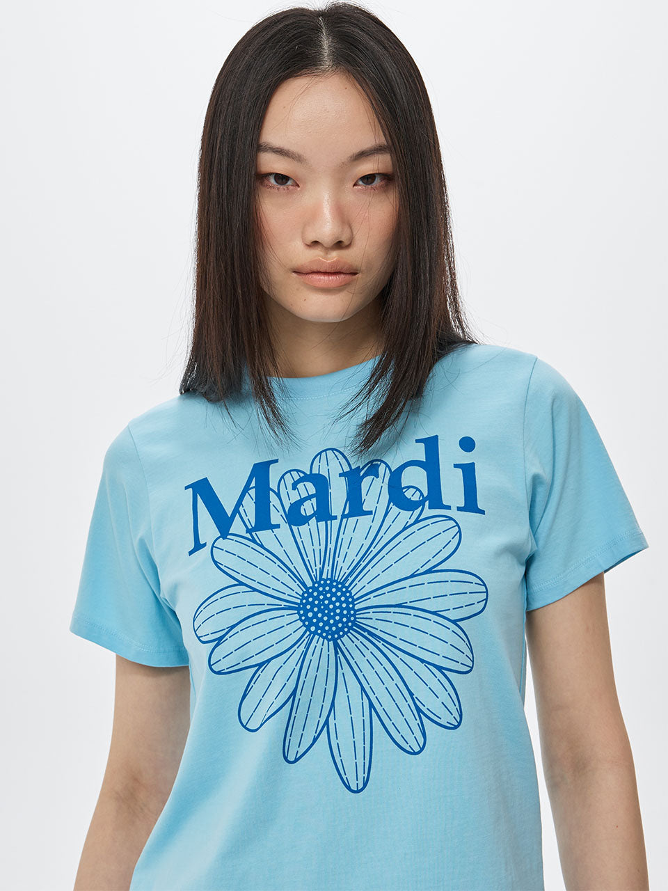 Mardi Mercredi Slim T-Shirt Flowermardi Skyblue (Instock)