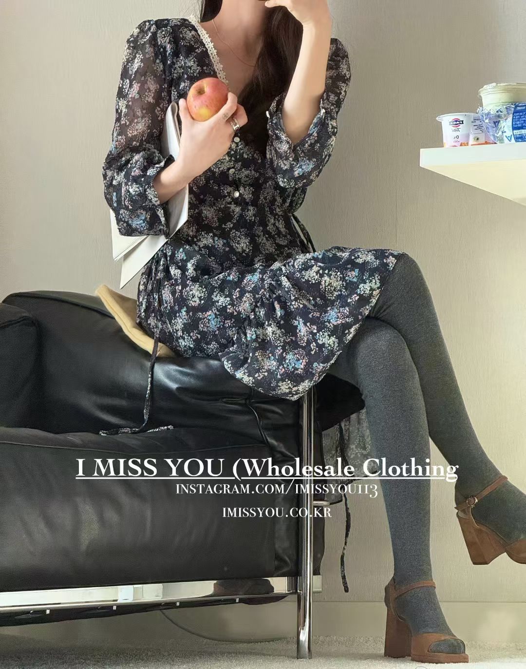 Korean APM Collection I Miss You Black Dress (Instock)