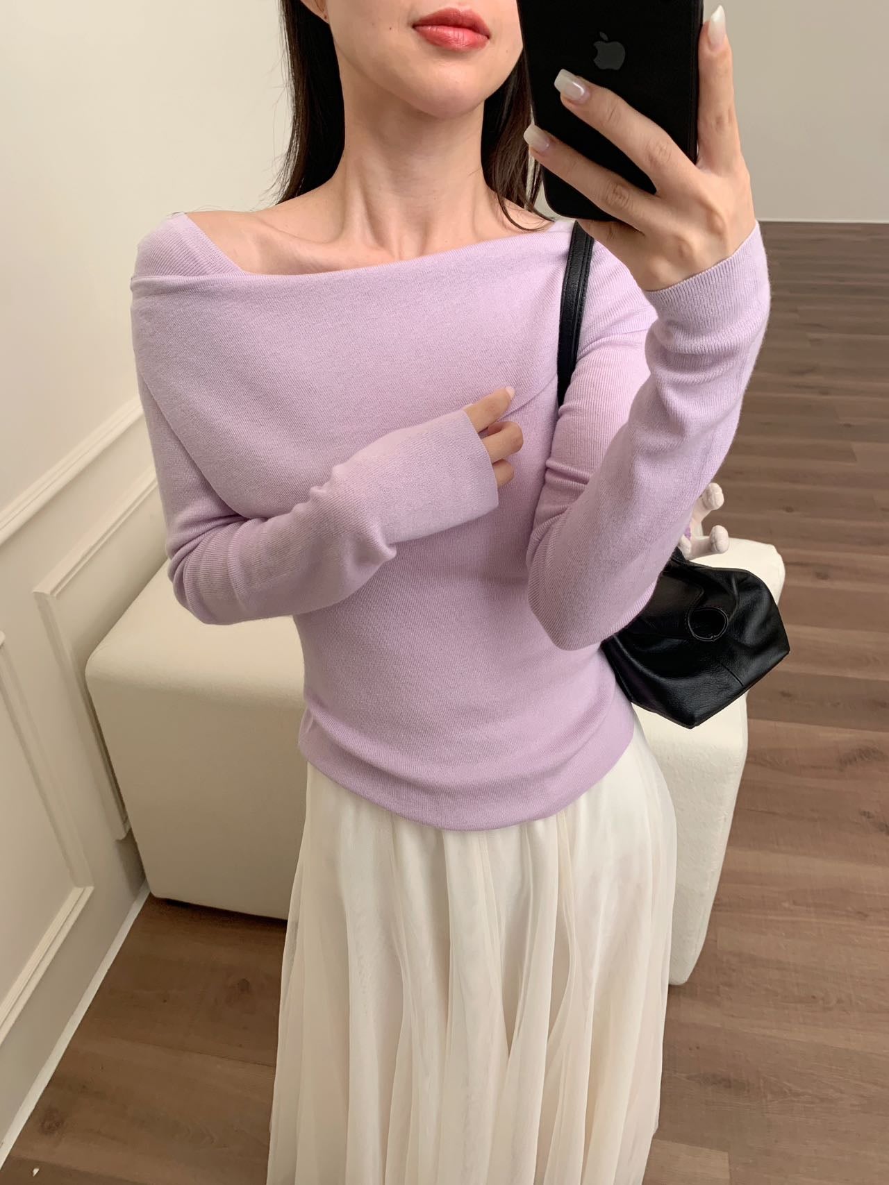 Kelly Designs Soft Wool Off-Shoulder Knit Purple Top(Instock)