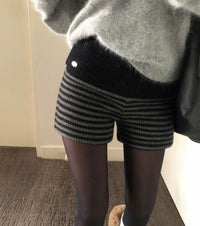 Korean Collection Striped Knit Shorts (Instock)
