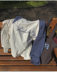 Korean Collection Oversized Contrast Raglan Long-Sleeve Tee (Instock)