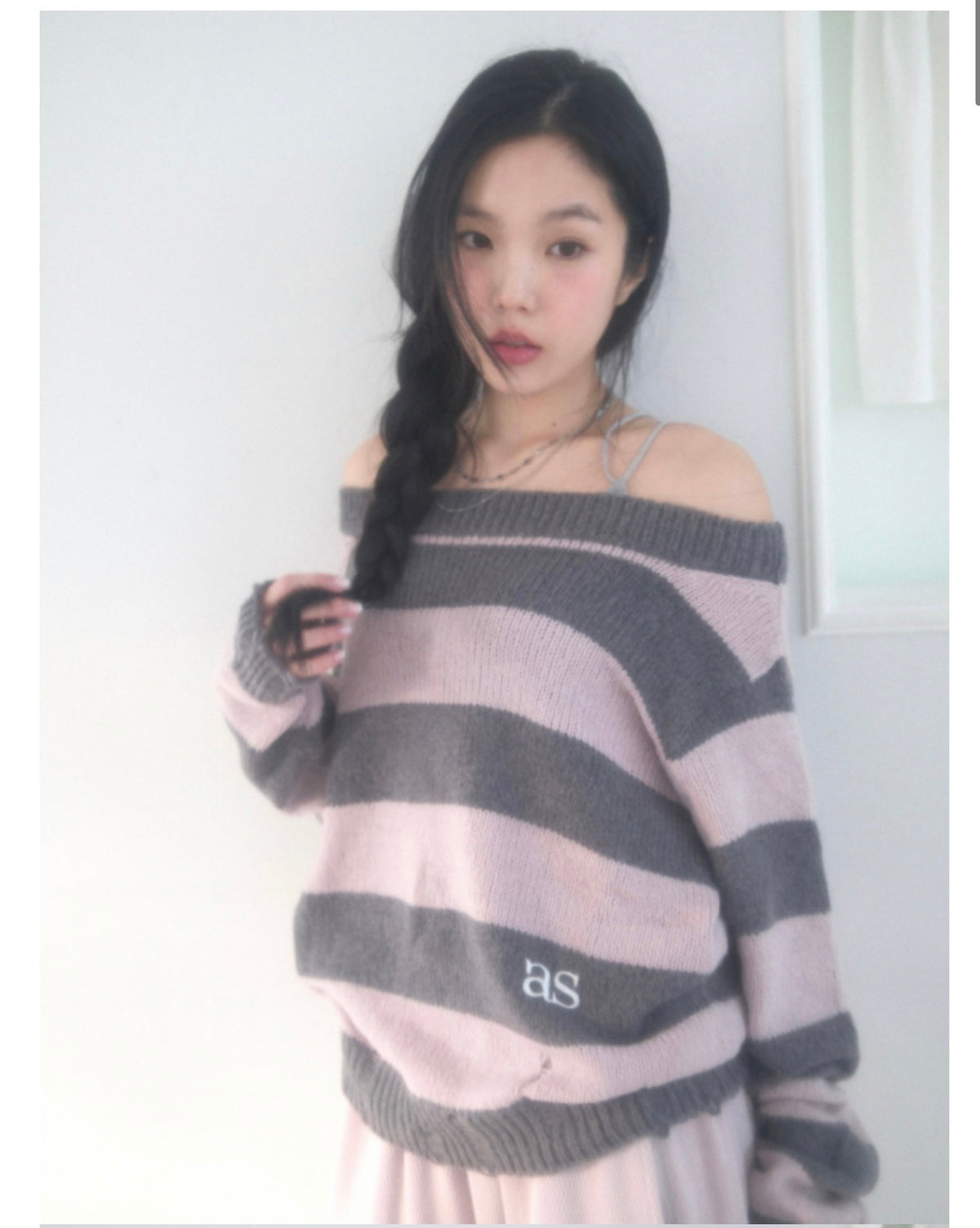 Ason SORI OFF STRIPE KNIT / PINK (Instock)