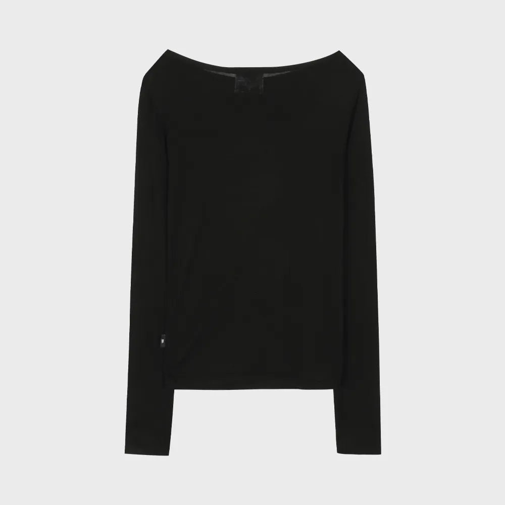 Gila Archive Lettering Sheer Wool-Blend Long Sleeve Top – Black (Instock)