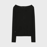 Gila Archive Lettering Sheer Wool-Blend Long Sleeve Top – Black (Instock)