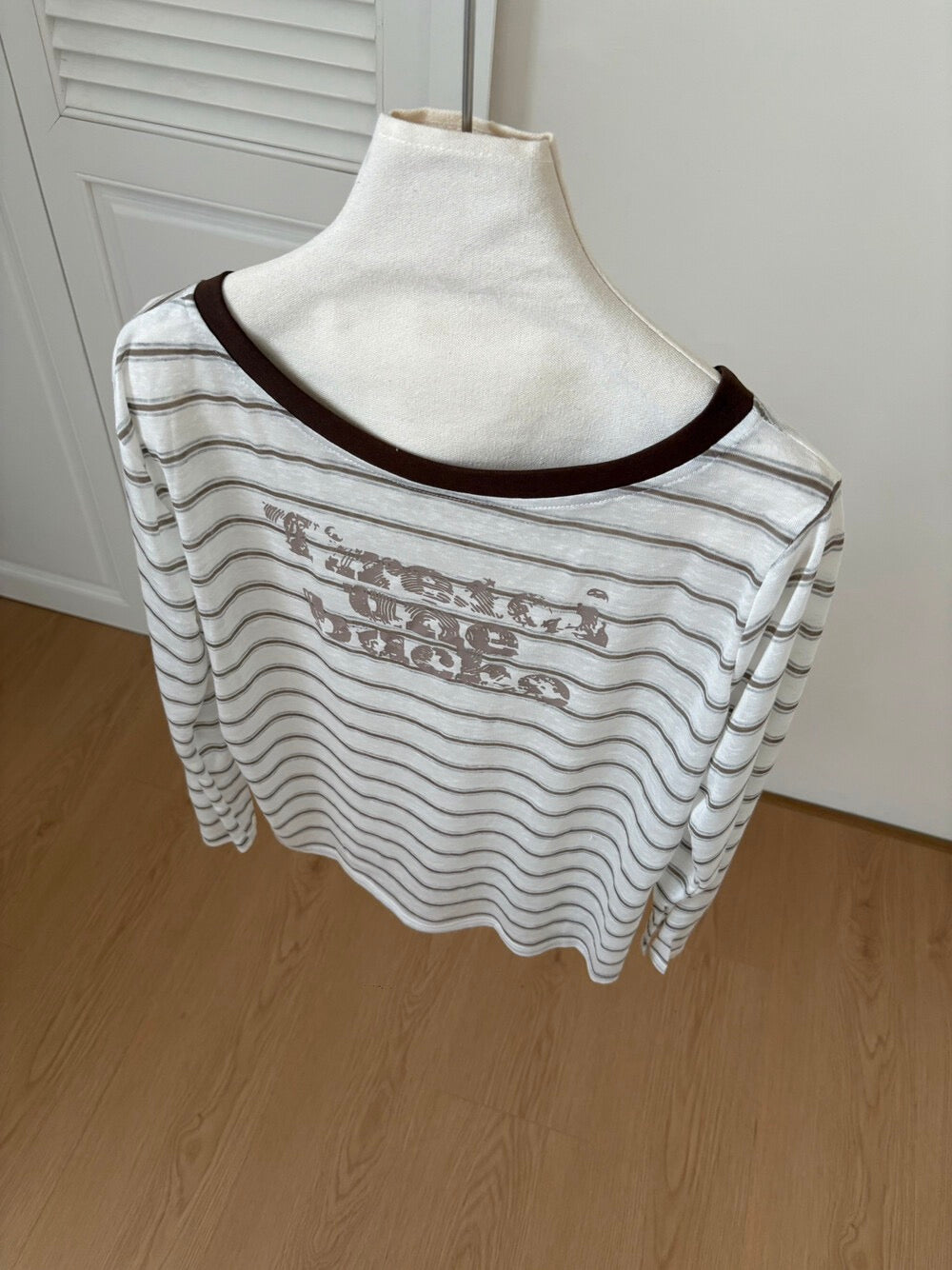 Kelly Designs Sun Cover Long Sleeves Stripe Brown Top (Instock)