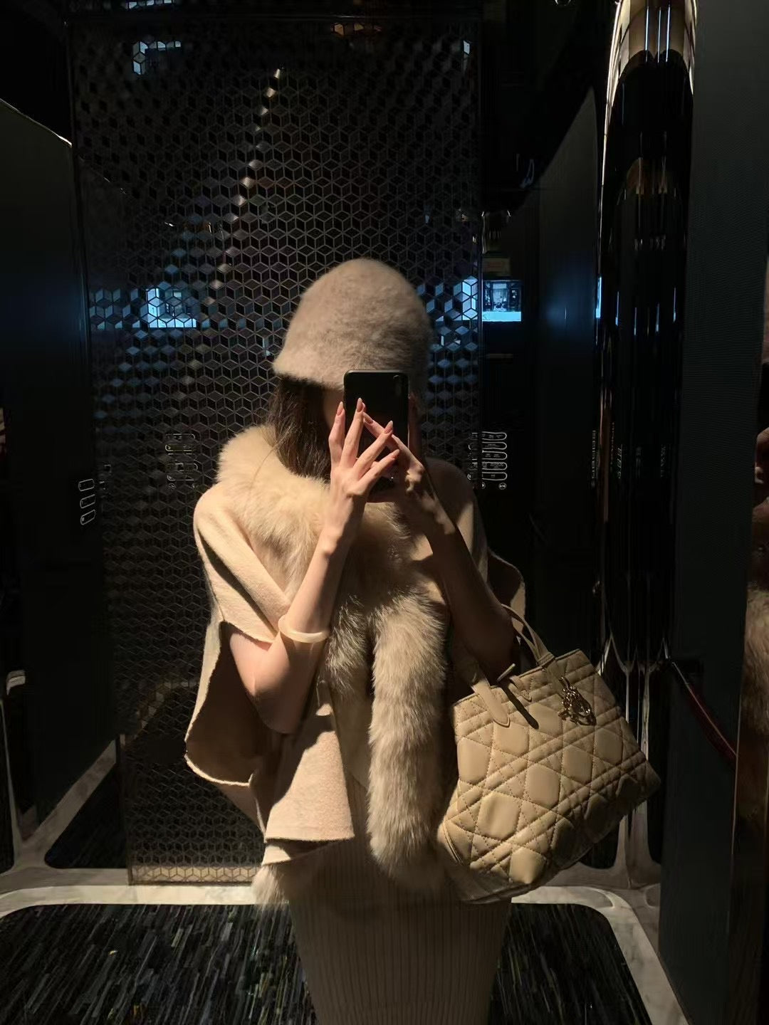 Kelly Designs Classic Fox Fur Khaki Cardigan (Instock)