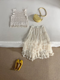 Kelly Designs Layer Beige Skirt & Top (Instock)