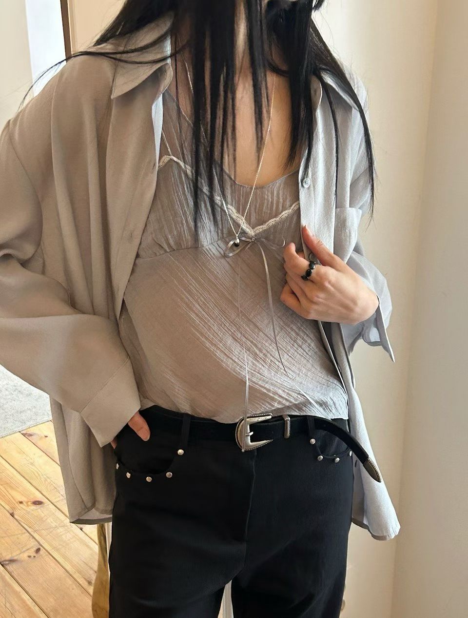 Korean APM Collection Shirt&Inner Lace Blouse-2 Colors (Instock)