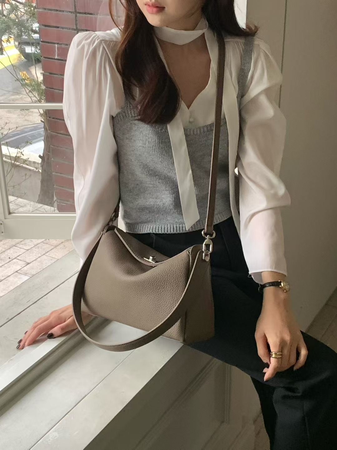 Korean APM Collection Three Colors Leather Bag-2 Straps (Instock)
