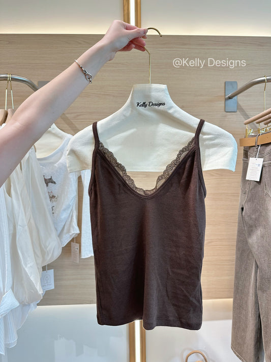 Korean APM Collection Lace V Neck Cami Top (Instock)