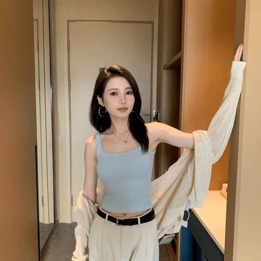 Kelly Designs Soft Ribbed Seamless Tank with Built-In Bra Top (Instock)