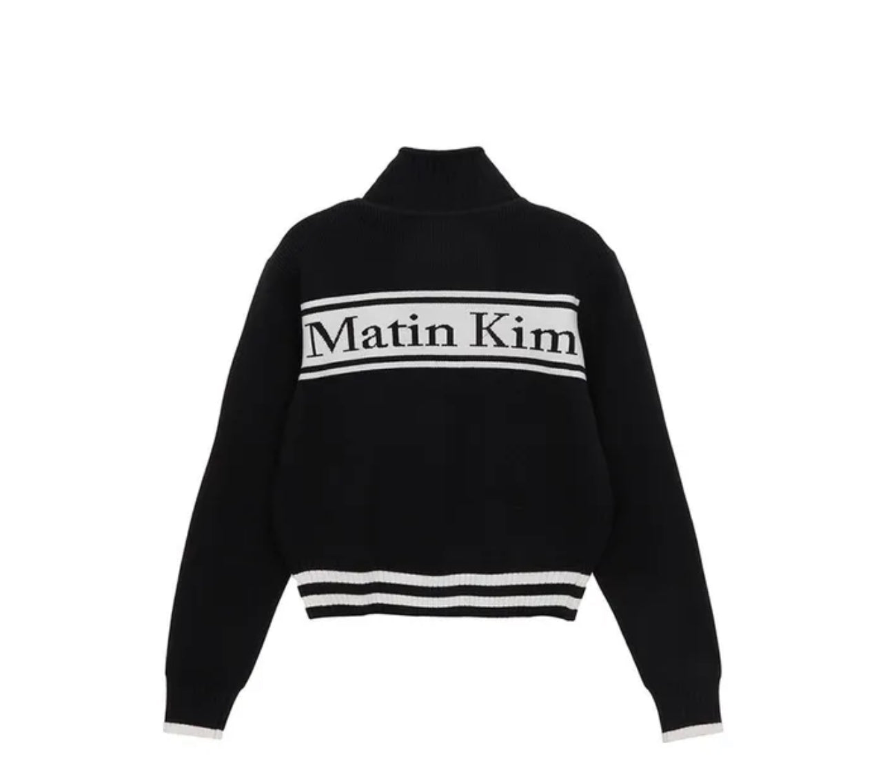 Matin Kim zip LOGO KNIT CARDIGAN IN Black (Instock)
