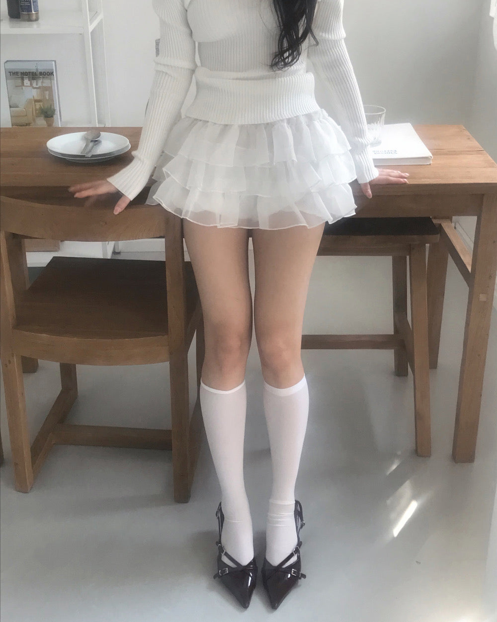 Korean Brand Day Layer Black & White Skirt (Preorder)