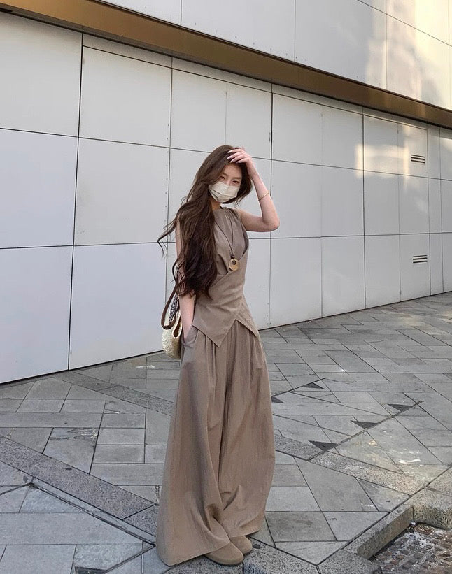 Kelly Designs 2-Piece Casual Khaki Set –Top, & Long Pants (Instock)