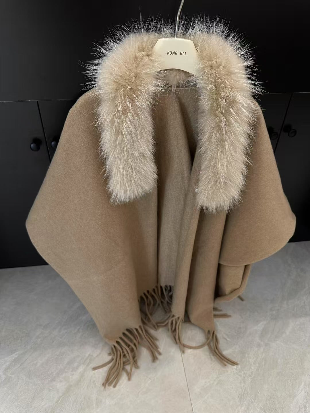 Kelly Designs Classic Fox Fur Khaki Shawl (Instock)