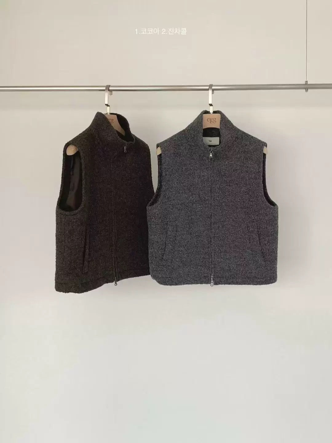 Korean APM Collection EGG Zip Up Dark Grey Wool Vest Jacket (2-3weeks)