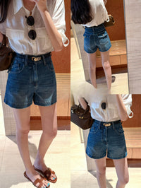 Kelly Designs Soft Denim Shorts With Belt -Navy (Instock)