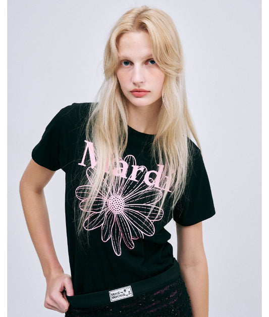 Mardi Mercredi SLIM TSHIRT FLOWERMARDI_BLACK PINK (Preorder)