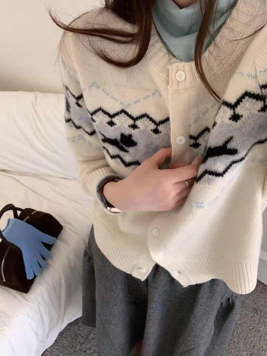 Kelly Designs Pure Wool Nordic Knit Cardigan (Instock)