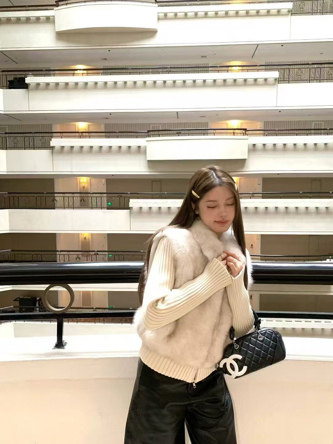 Kelly Designs Rex Rabbit Fur & Knit Panel Jacket – Cream
(Instock)