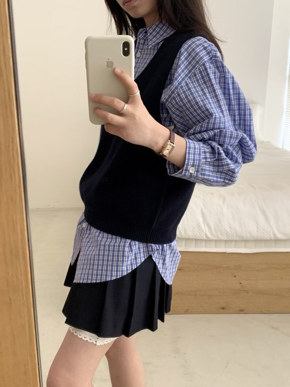 Kelly Designs Plaid Navy Shirt and Vest (Instock)