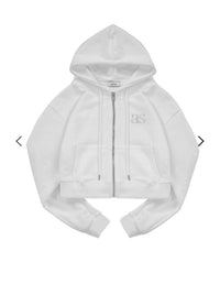 ASON Basic Training Cropped Hood Zip-Up – White (Instock)