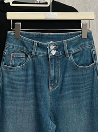 Kelly Designs 2 Buttons High Waist Blue Jeans(Instock)