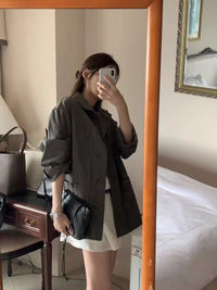 Korean APM Collection Ounce Lightweight Cotton Oversized Jacket – Mocha Brown (Instock)