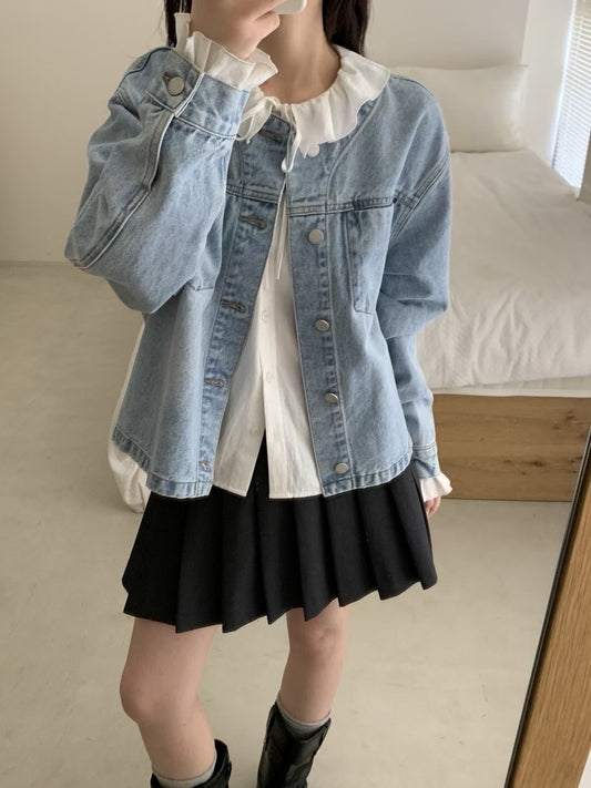 Kelly Designs Round Neck Denim Jacket (Instock)