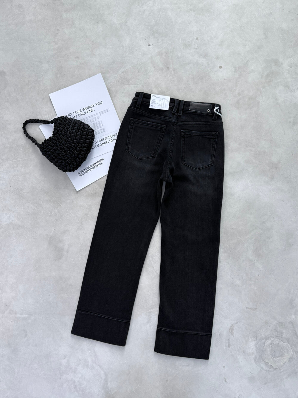 Kelly Designs Fleece-Lined Straight Denim Black Pants(Instock)