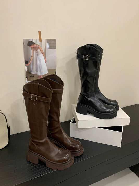 Kelly Designs Buckle Strap Knee-High Platform Boots (2 Colors) (Instock)