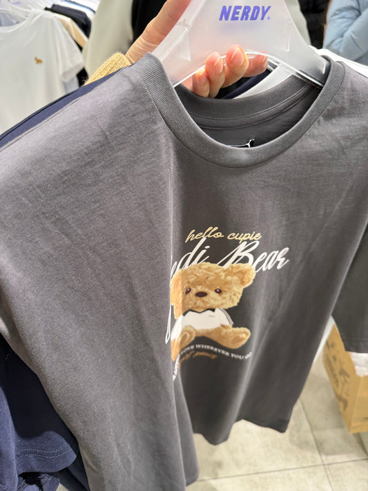 Korean Collection Nerdy Unisex Oversize Tshirt Charcoal (Instock)