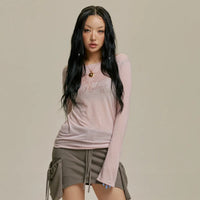 Gila Archive Star Wing Sheer Graphic Long Sleeve Top – Pink (Instock)