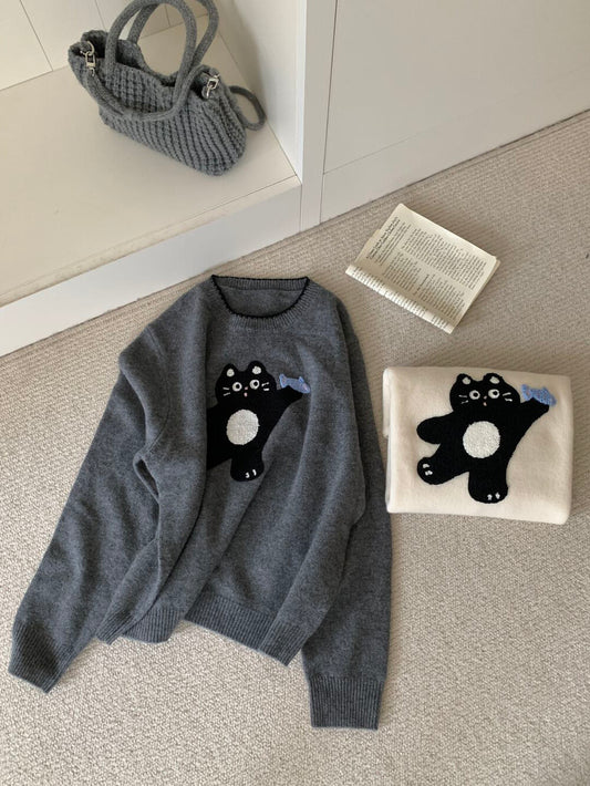 Kelly Designs 100% Wool Cat Knit Sweater (2 Colors) - (Instock)