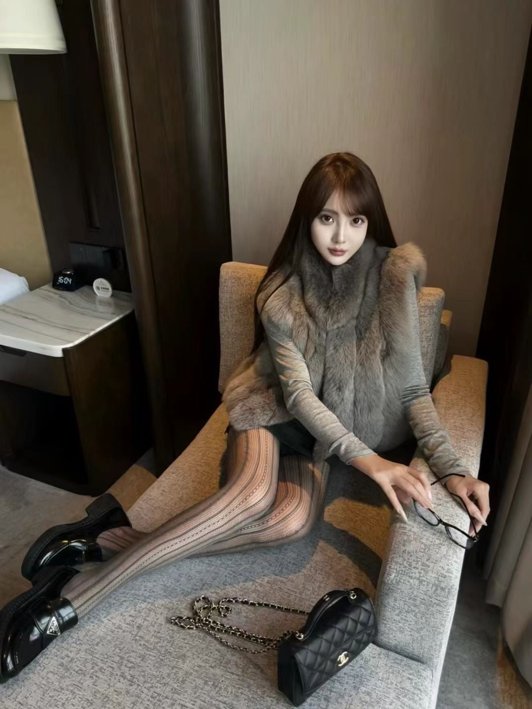 Kelly Designs Fox Fur Vest Grey Jacket (Instock)