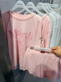 Mardi Mercredi WAFFLE SWEATSHIRT OFF SHOULDER FLOWERMARDI_PINK PINK  (Preorder)
