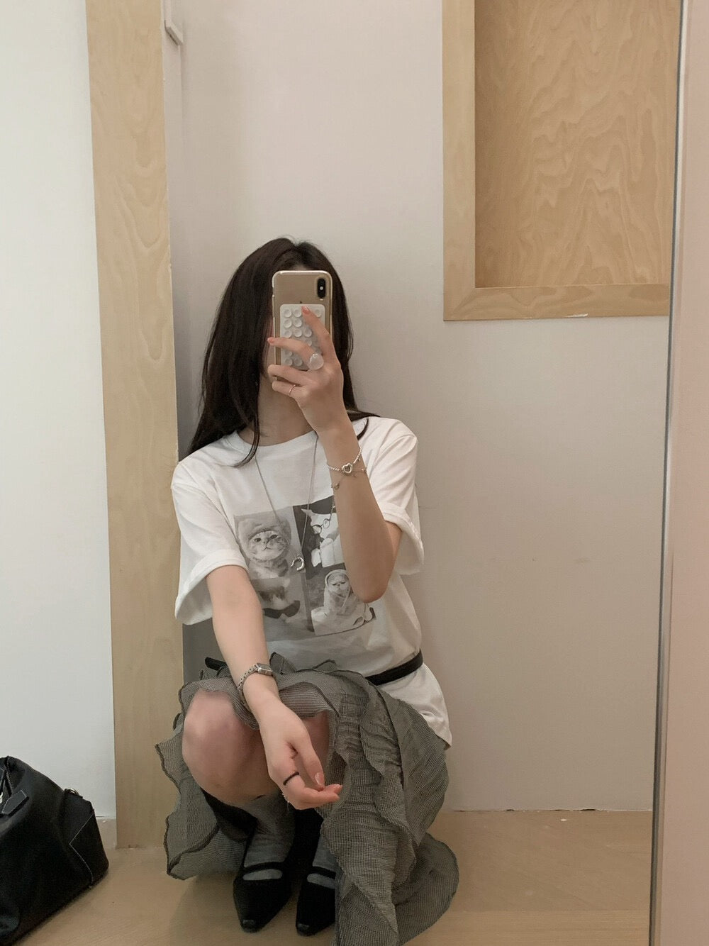 Kelly Designs Cartoons Oversize Kittens White TShirt (Instock)