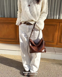 Korean APM Collection BUCKS&LEATHER Camel Leather Bag (Preorder)
