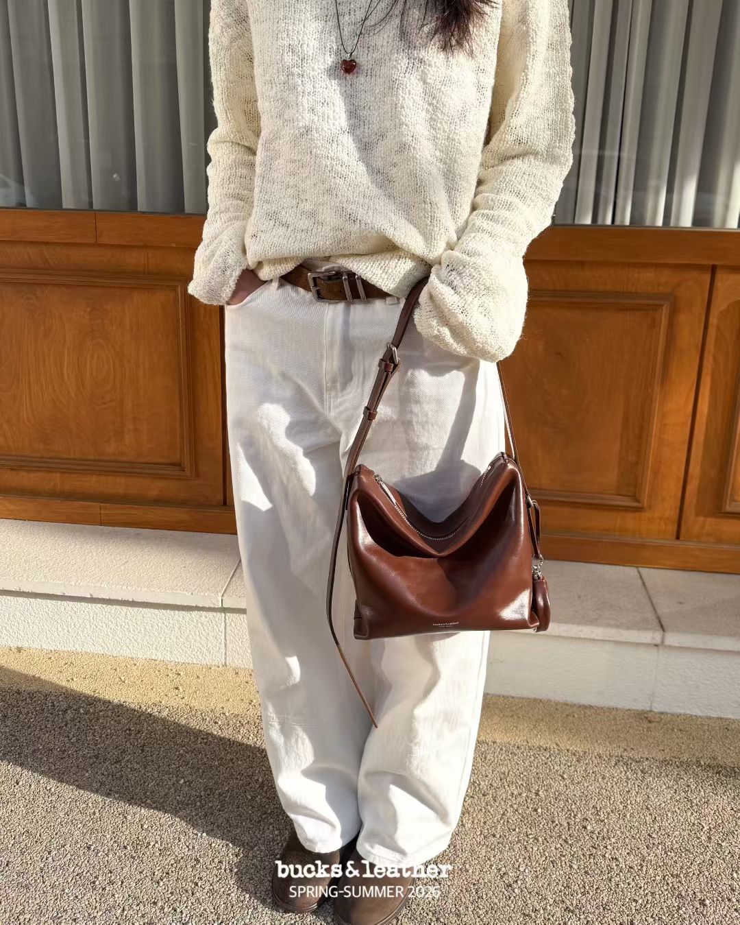 Korean APM Collection BUCKS&LEATHER Camel Leather Bag (Preorder)