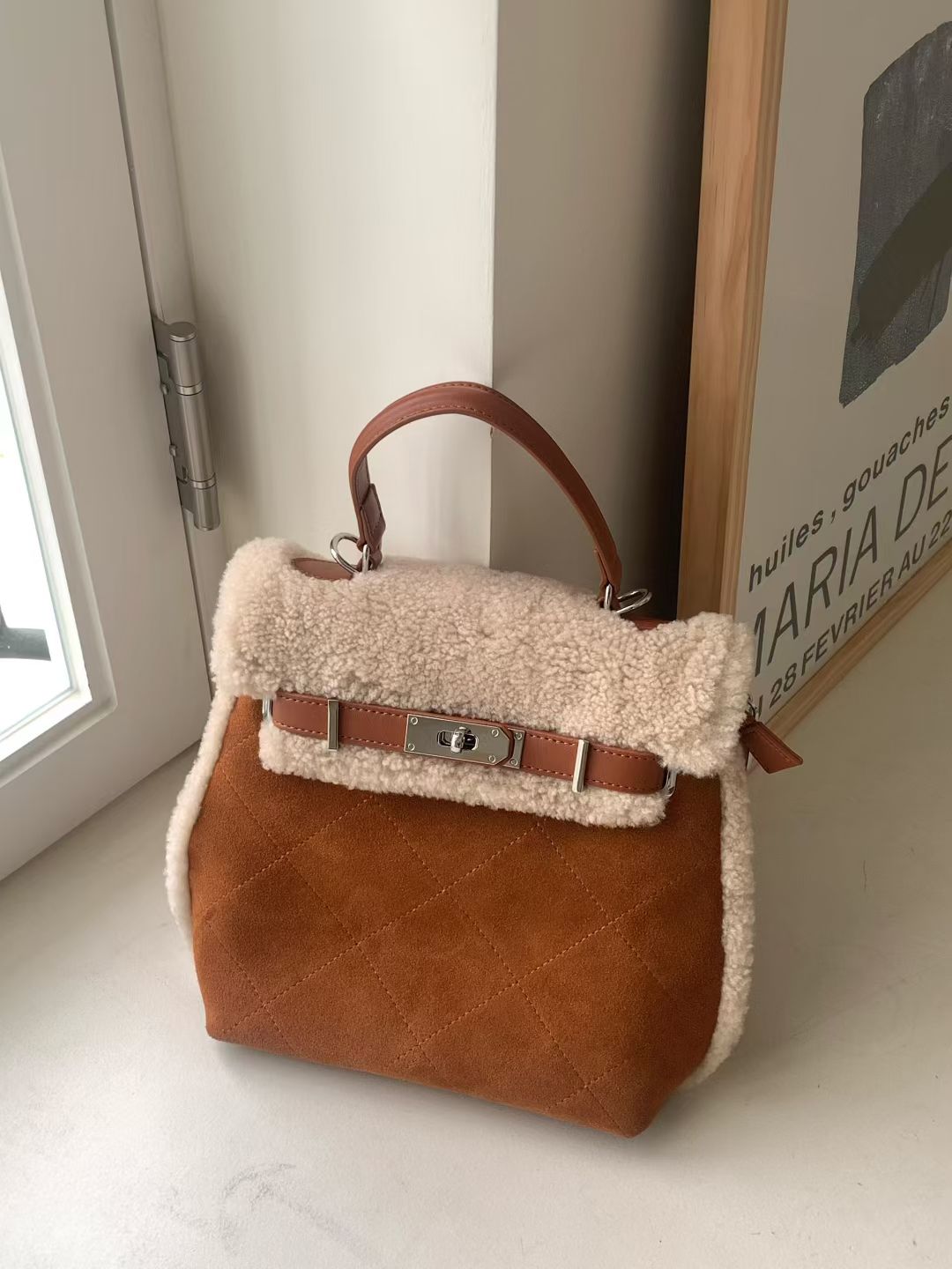 Korean APM Collection Stuffy Two Colors Leather Bag (Instock)