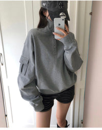 Korean Collection Loose-Fit High-Neck Sweatshirt (Instock)